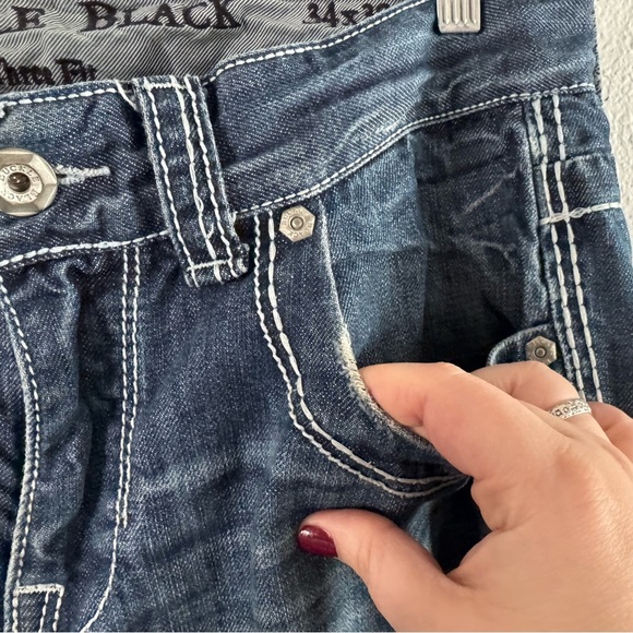 Buckle Black Jeans Distressed Denim Three Fit 34X32 Fade Stitching Medium Wash - Picture 7 of 16